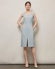 Triacetate Sweetheart Neck Sheath Midi Dress