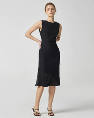 Triacetate Midi Dress with Asymmetric Hem