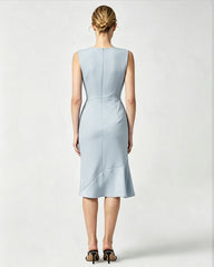 Triacetate Midi Dress with Asymmetric Hem