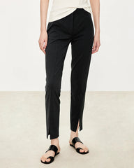 Triacetate Slim Ankle Pants with Front Slit