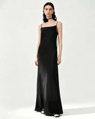 Triacetate Strap Maxi Slip Dress with Silk Lining