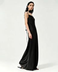 Triacetate Strap Maxi Slip Dress with Silk Lining