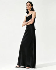 Triacetate Strap Maxi Slip Dress with Silk Lining