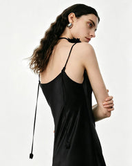 Triacetate Strap Maxi Slip Dress with Silk Lining