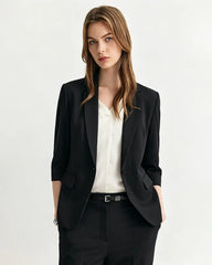 Triacetate Silk Lined Cropped Sleeve Blazer