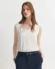 Triacetate Silk-Lined V-Neck Top