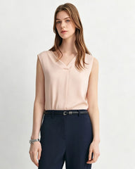 Triacetate Silk-Lined V-Neck Top