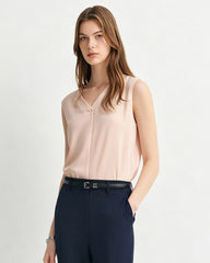 Triacetate Silk-Lined V-Neck Top