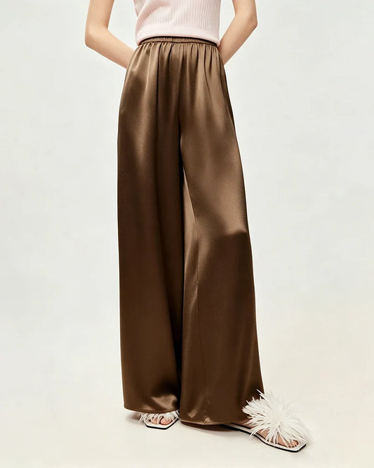Silky Triacetate Wide Leg Pants