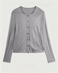 Washable Silk Jersey Button Front Cardigan