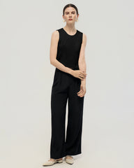 Washable Silk Jersey Crew Neck Cropped Tank