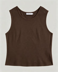 Washable Silk Jersey Crew Neck Cropped Tank