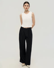 Washable Silk Jersey Crew Neck Cropped Tank