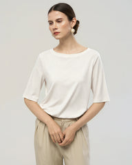 Washable Silk Jersey Crew Neck T Shirt