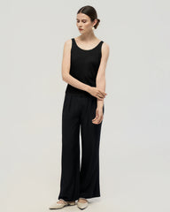 Washable Silk Jersey Double Scoop Neck Tank