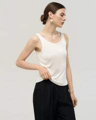 Washable Silk Jersey Double Scoop Neck Tank