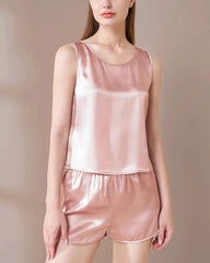 Washable Silk Pajama Tank Top Set, Pink