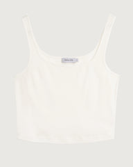 Washable Silk Jersey Square Neck Cropped Tank