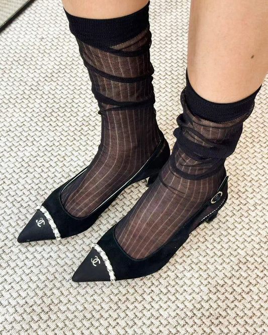 Women Sheer Cashmere Modal Blend Calf Length Socks
