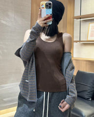 Wool Brushed Thermal Tank with Built-In Bra - DAISYSILK UK