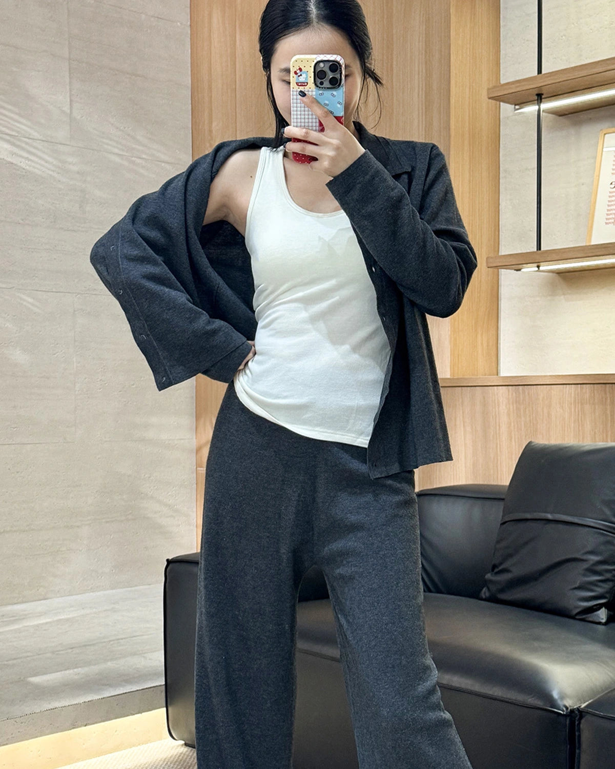 Wool Brushed Thermal Tank with Built-In Bra - DAISYSILK UK