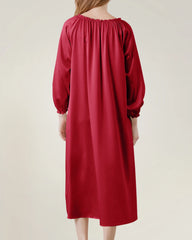 Silk Long Sleeve Nightgown with Ruched Detail - DAISYSILK UK