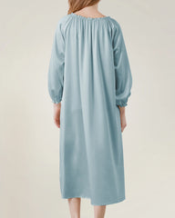 Silk Long Sleeve Nightgown with Ruched Detail - DAISYSILK UK