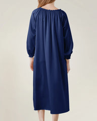 Silk Long Sleeve Nightgown with Ruched Detail - DAISYSILK UK