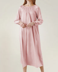 Silk Long Sleeve Nightgown with Ruched Detail - DAISYSILK UK