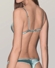 Silk Wireless Triangle Bra and Ruffle Thong Set