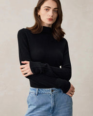 Women’s Mock Neck Wool Cashmere Knit Top - DAISYSILK UK