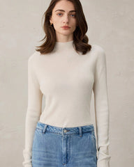 Women’s Mock Neck Wool Cashmere Knit Top - DAISYSILK UK