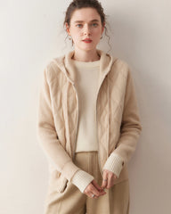 Women’s Hooded Cashmere Zip-Up Jacket