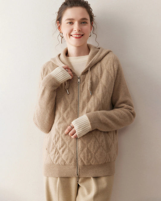 Women’s Hooded Cashmere Zip-Up Jacket