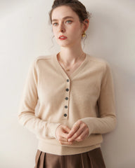 Women’s V-Neck Half Cardigan Cashmere Sweater