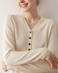Women’s V-Neck Half Cardigan Cashmere Sweater