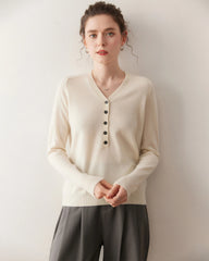 Women’s V-Neck Half Cardigan Cashmere Sweater