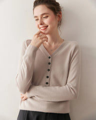 Women’s V-Neck Half Cardigan Cashmere Sweater