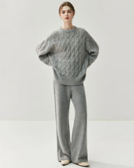 Women's Cable Knit Silk Cashmere Oversize Pullover
