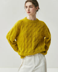 Women's Cable Knit Silk Cashmere Oversize Pullover