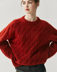 Women's Cable Knit Silk Cashmere Oversize Pullover
