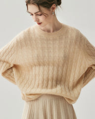 Lightweight Cable Knit Silk Cashmere Sweater