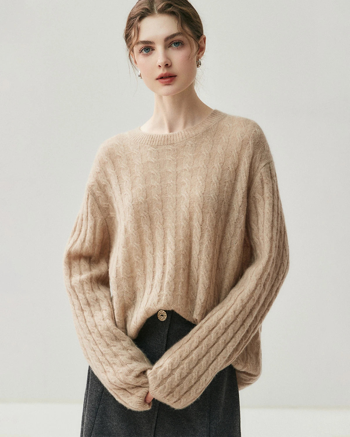 Lightweight Cable Knit Silk Cashmere Sweater - DAISYSILK UK