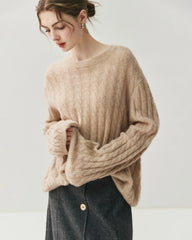 Lightweight Cable Knit Silk Cashmere Sweater