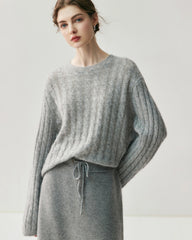 Lightweight Cable Knit Silk Cashmere Sweater