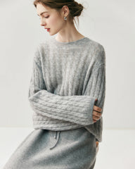 Lightweight Cable Knit Silk Cashmere Sweater