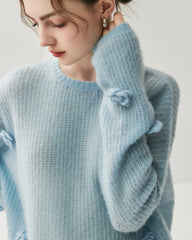 Oversize Flower Knit Silk Cashmere Sweater