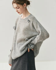 Oversize Flower Knit Silk Cashmere Sweater