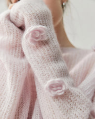 Oversize Flower Knit Silk Cashmere Sweater