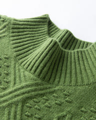 Mock Neck Diamond Knit Cashmere Sweater